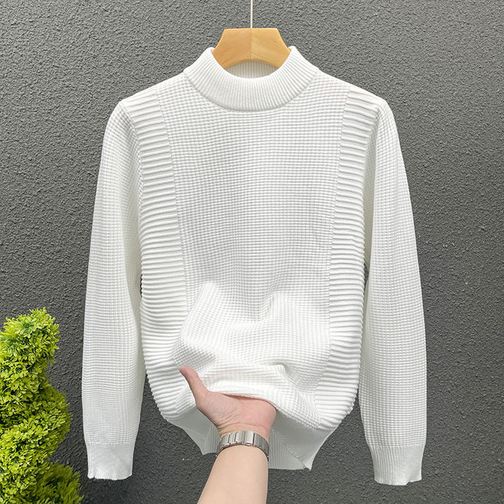Damen Feinstrickpullover mit strukturierter Waffel- und Rippenstruktur und Stehkragen Echoarchiv
