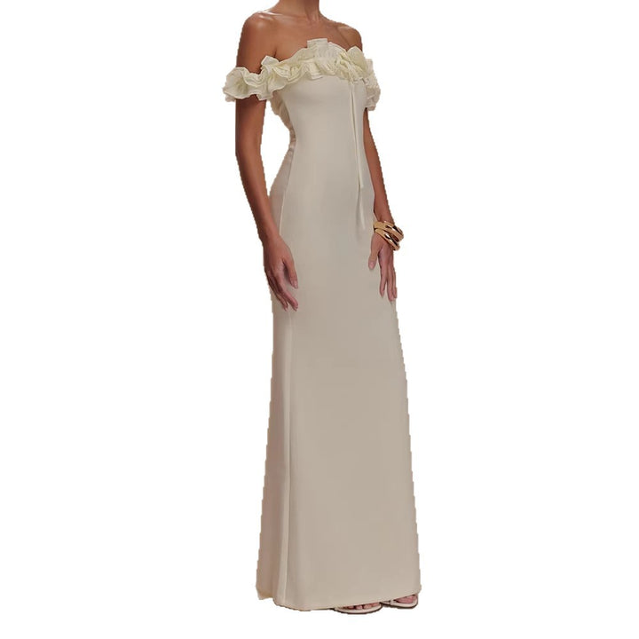 Damen Elegantes, schulterfreies Maxikleid mit Rüschendetails Echo Archiv