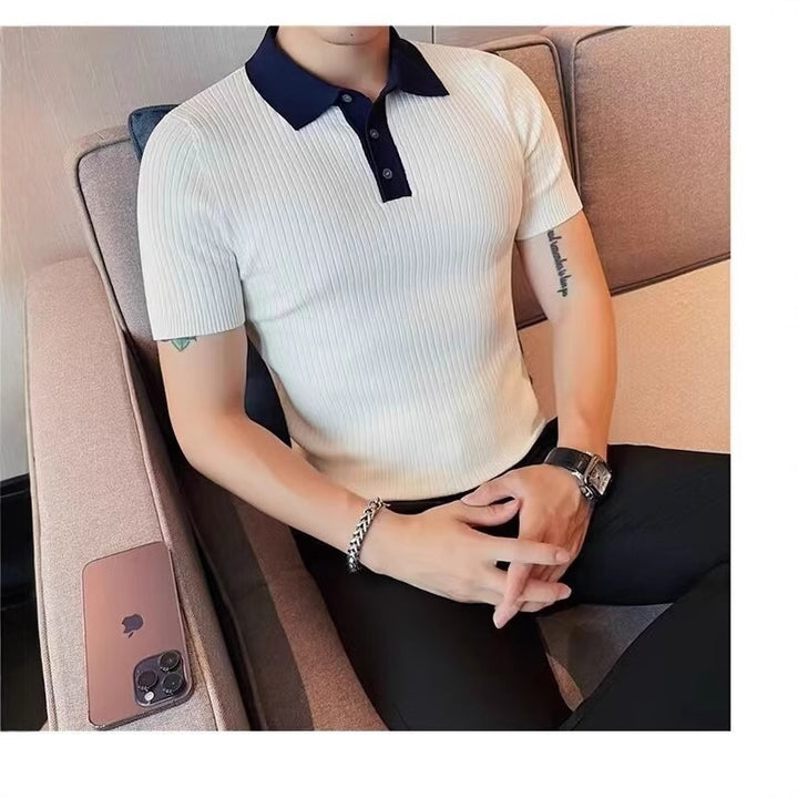 Herren Kurzarm Poloshirt mit Rippstruktur Echo Archiv