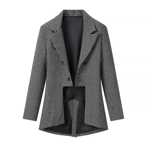 Damen Hahnentritt-Blazer mit Schwalbenschwanz-Detail und taillierter Silhouette Echo Archiv