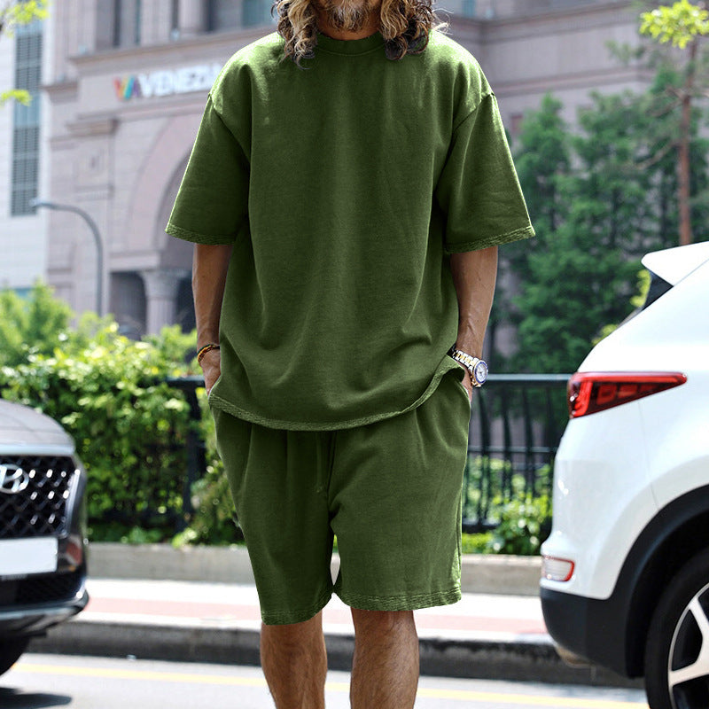Herren lässiges Oversized T-Shirt und Shorts Set Echoarchiv