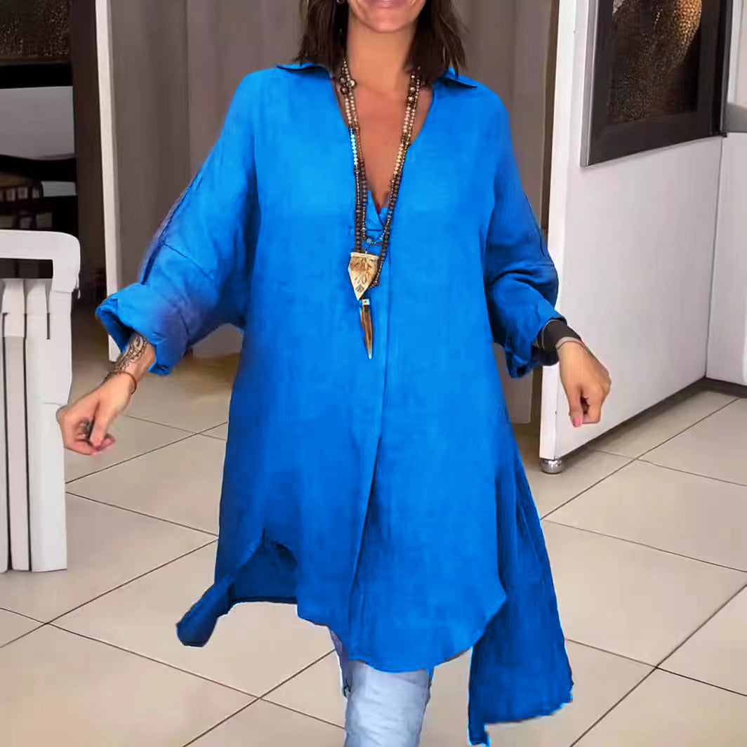 Damen Leinen Tunika mit asymmetrischem Schnitt und eleganten Details Echoarchiv
