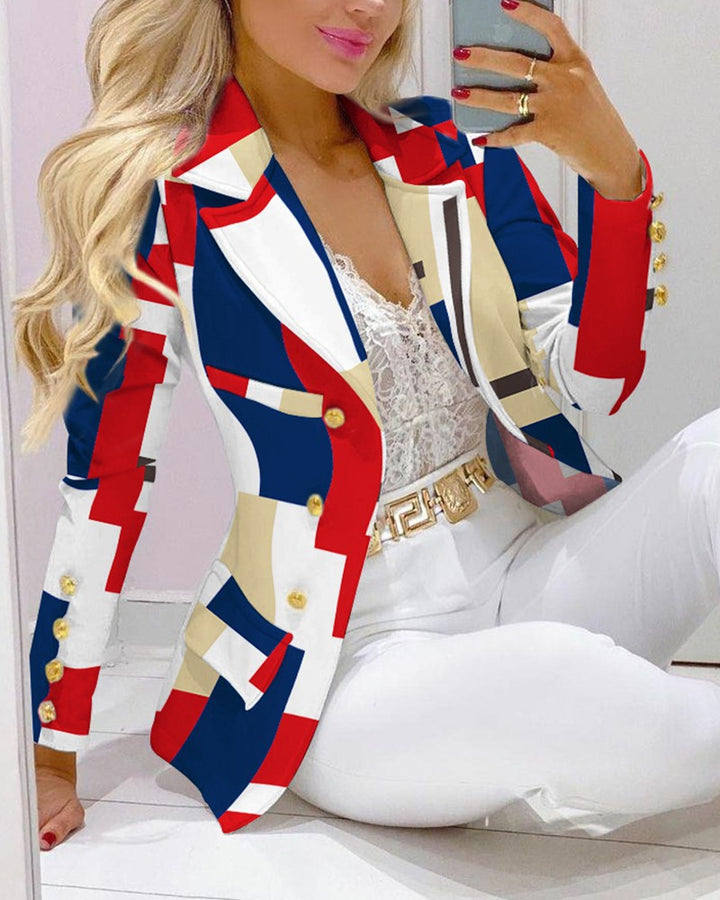 Damen Zweiteiliges Blazer-und-Hose-Set mit Schmetterlingsprint und glamourösem Glitzereffekt – Valéne