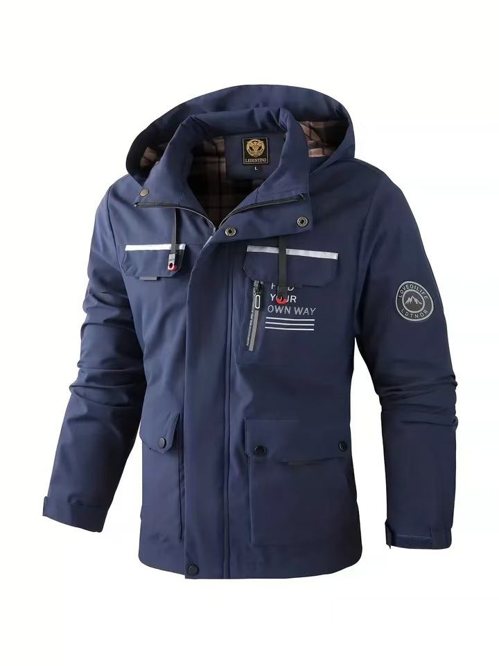 Herren nan wasserdichte Parka-Jacke mit Kapuze, mehrfachen Utility-Taschen, verstärkten Ärmelabschlüssen und winddichter Membran Echo Archiv