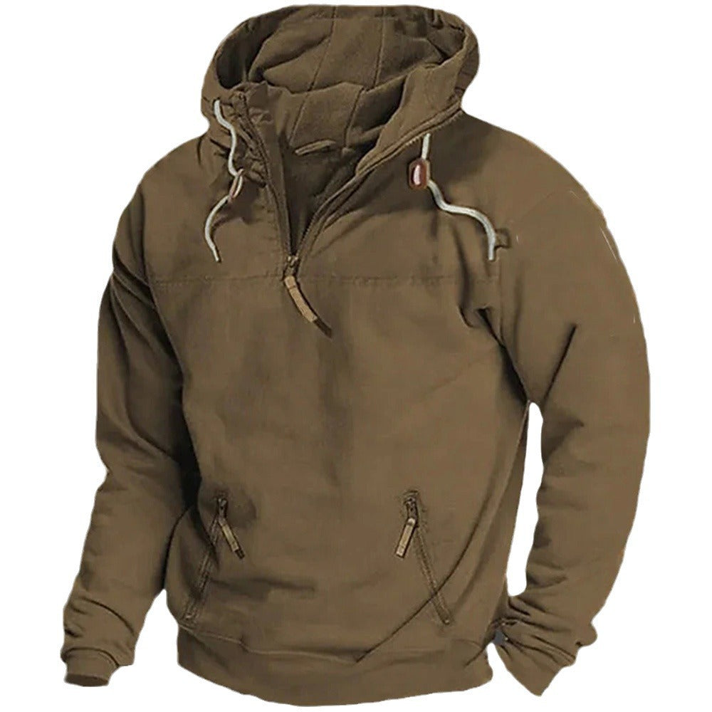 Herren lässiger Pullover mit halbem Reißverschluss und praktischen Kängurutaschen Echoarchiv