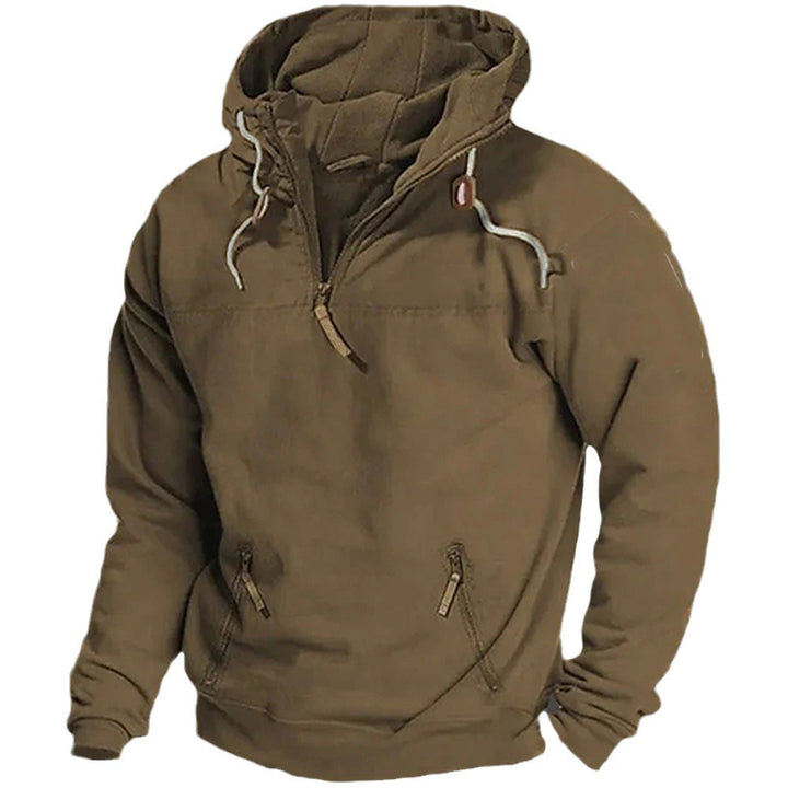 Herren lässiger Pullover mit halbem Reißverschluss und praktischen Kängurutaschen Echoarchiv