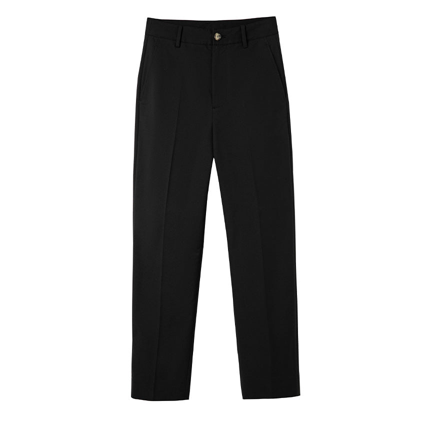 Damen Hochtaillierte gerade geschnittene Chino-Hose mit Bügelfalte Echoarchiv