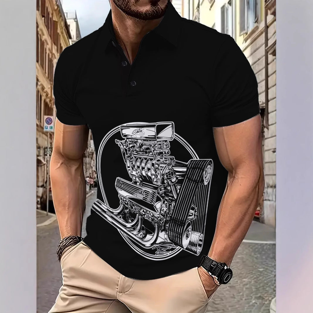 Herren Poloshirt mit exklusivem Grafikdesign und modernen Schnittelementen Echoarchiv