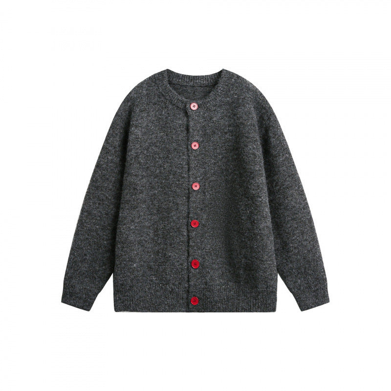 Damen Geknöpfte Strickjacke im Oversize‑Cut mit Rundhals, Rippbündchen und kontrastknöpfen Echo Archiv