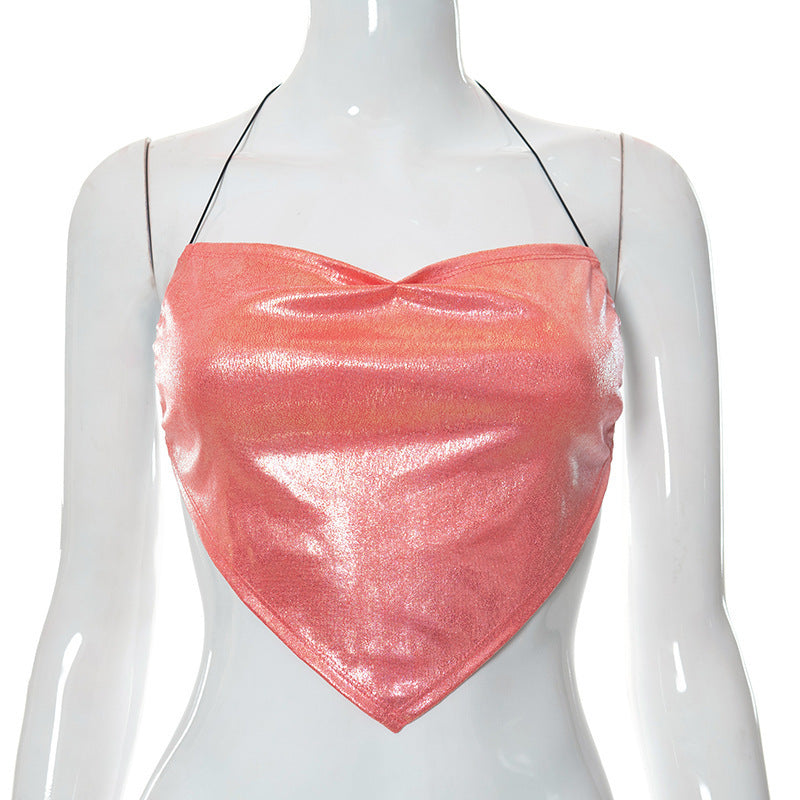 Damen glänzendes Crop-Top im Herzdesign Echo Archiv