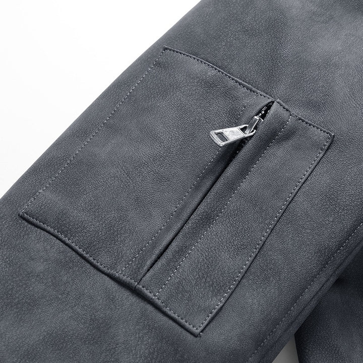 Herren Kunstlederjacke im lässigen Biker-Stil mit praktischen Taschen Echoarchiv