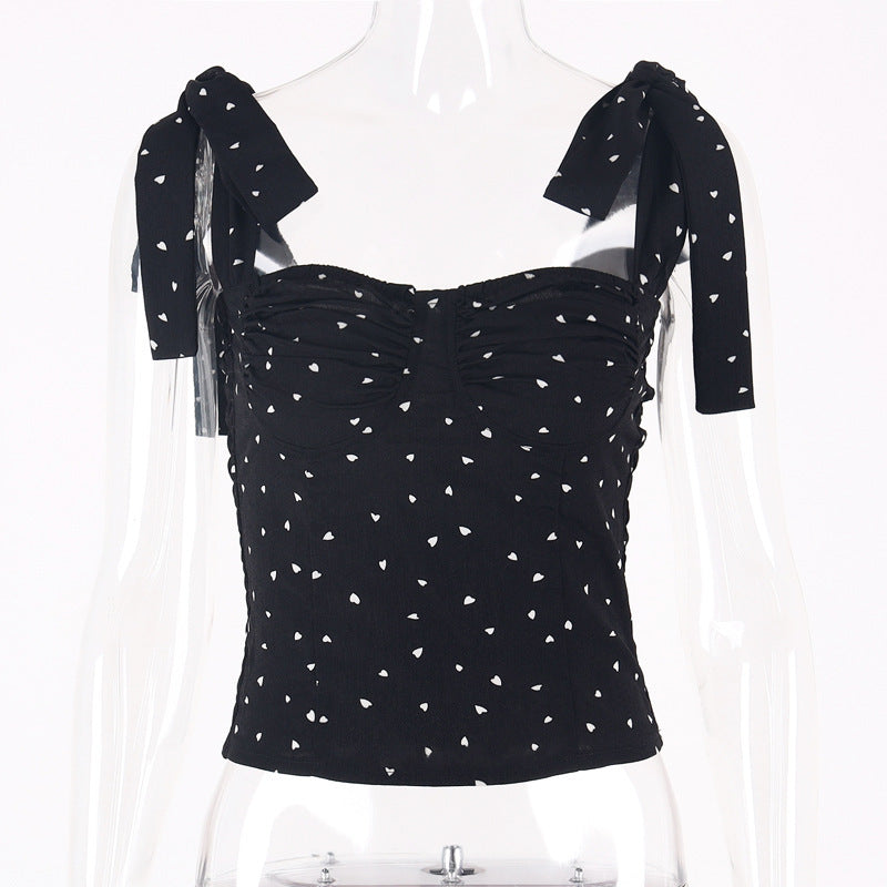 Damen Crop Top mit verspielten Schleifenärmeln und Raffung Echo Archiv