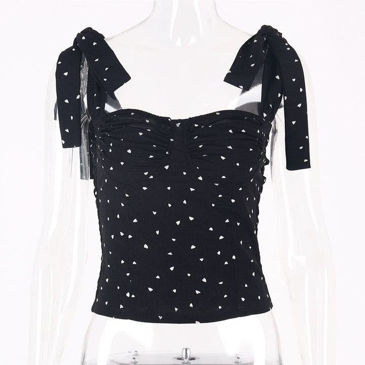 Damen Crop Top mit verspielten Schleifenärmeln und Raffung Echo Archiv