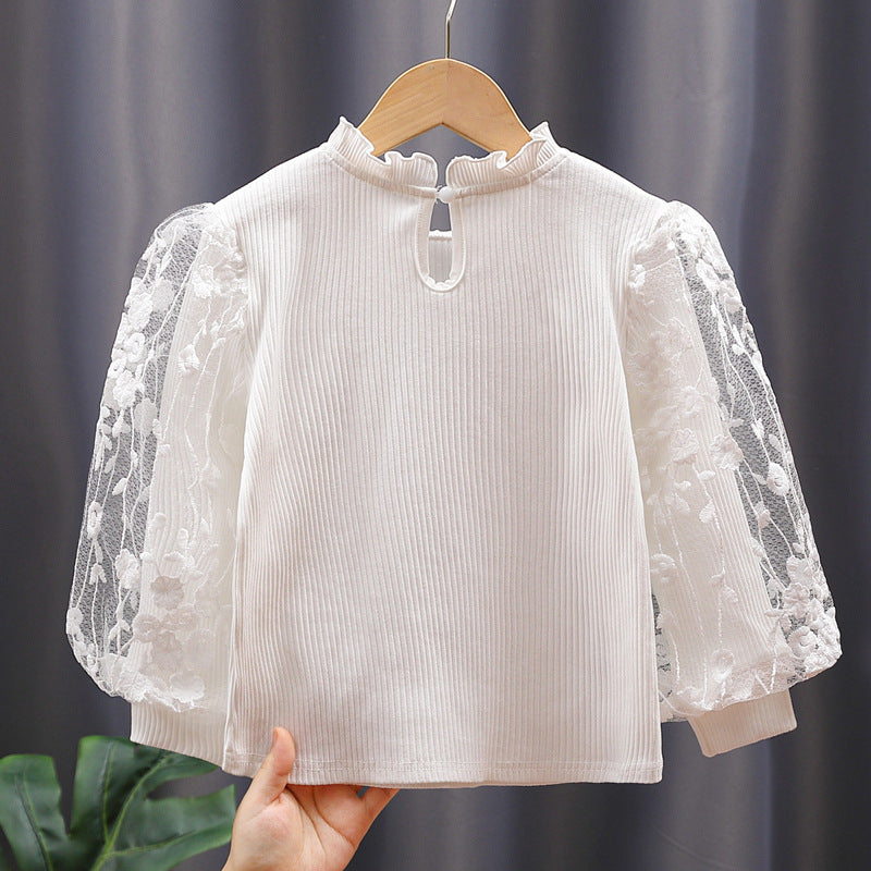 Mädchen Sweatshirt mit floralen Stickermonturen und Rüschen Echo Archiv