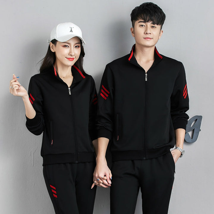 Unisex Modernes Trainingsset im Partnerlook mit Stehkragen und schlanker Jogginghose Echoarchiv