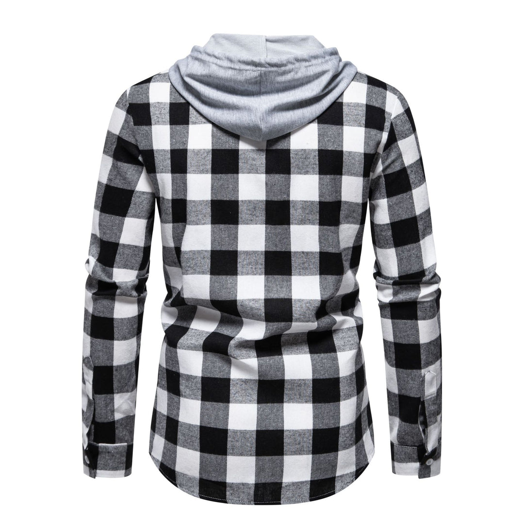 Herren Flanellhemden mit integriertem Kapuzen-Design und lässigem Look Echoarchiv