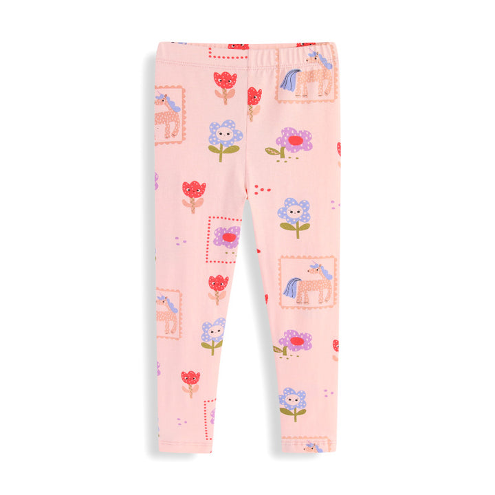 Mädchen Leggings mit buntem Einhorn- und Blumenmuster Echo Archiv
