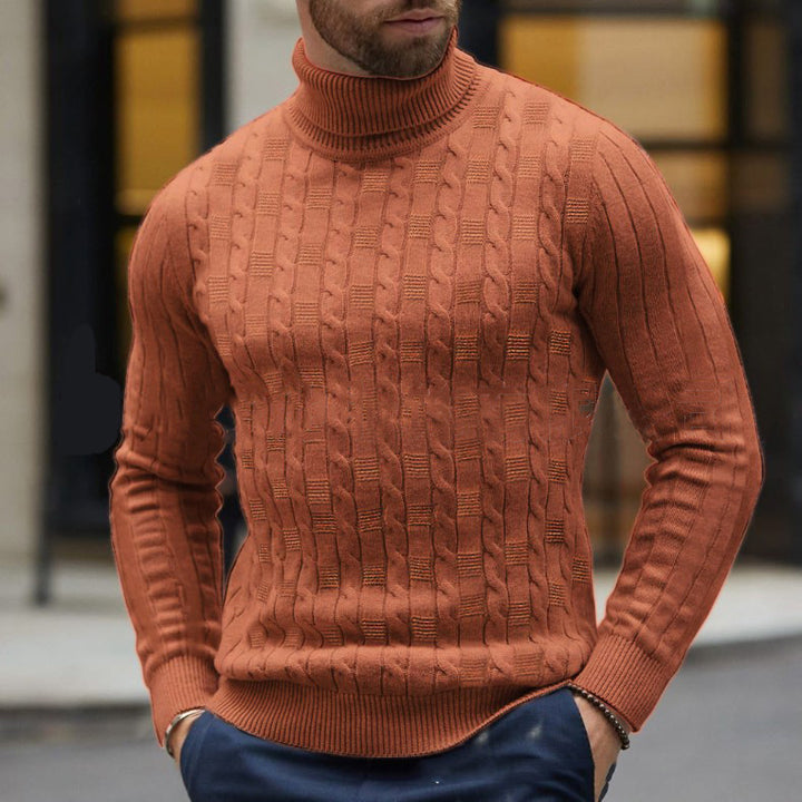 Herren Strickpullover mit schickem Rollkragen und strukturiertem Muster Echoarchiv