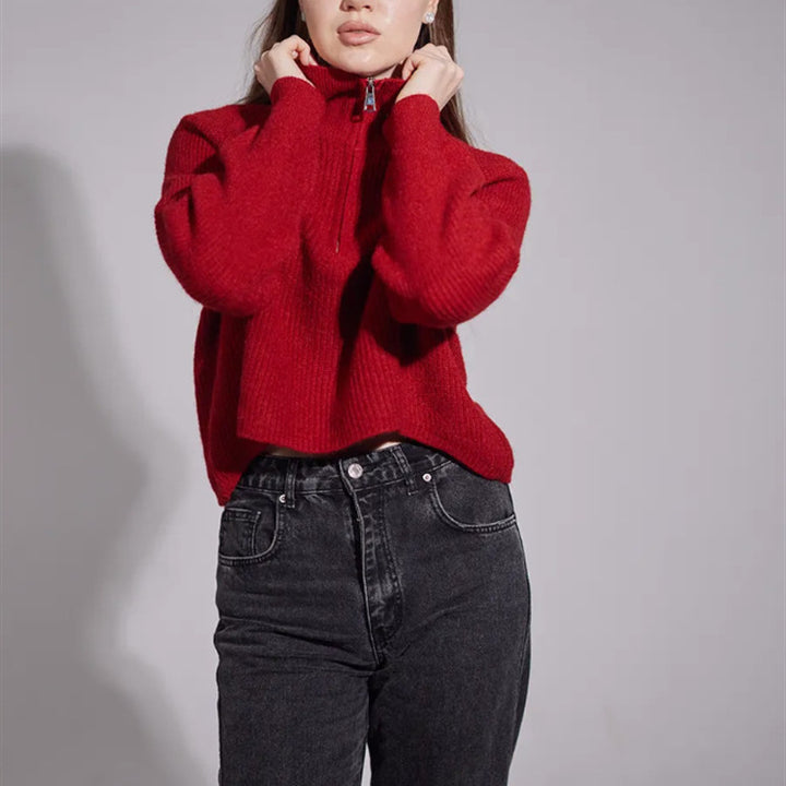 Damen Weite High-Waist-Jeans mit geradem Bein und sichtbaren Teilungsnähten – Dénora