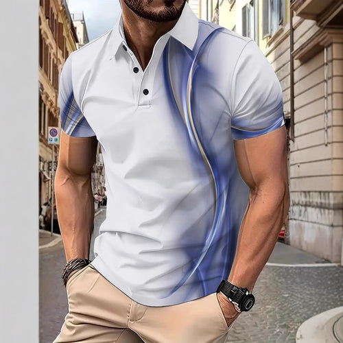 Herren Poloshirt mit modernem grafischen Design und atmungsaktiver Struktur Echoarchiv