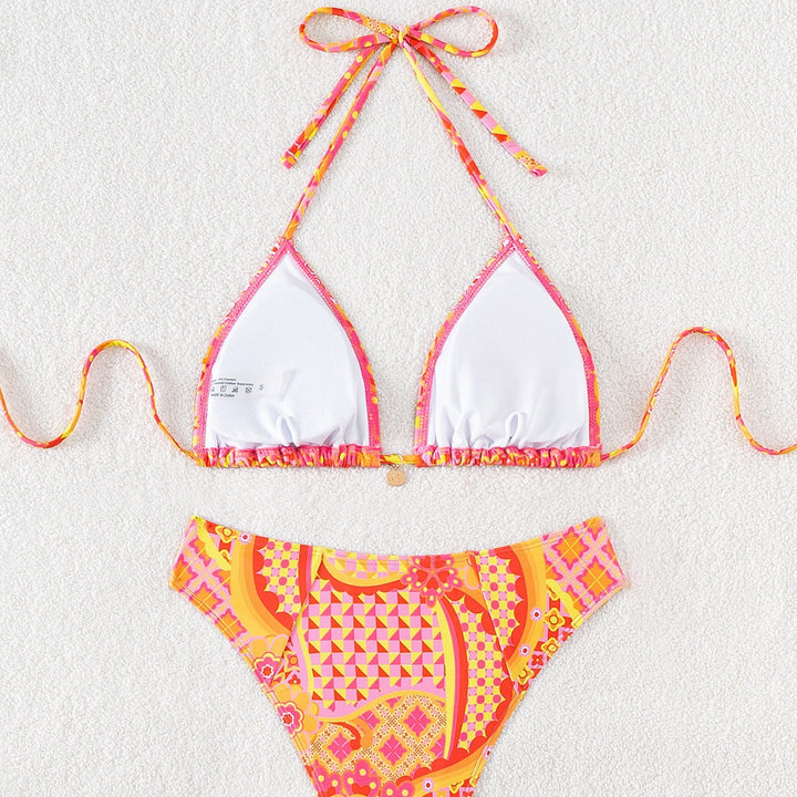 Damen Triangel-Bikini mit einzigartigem Mosaik-Muster und verstellbaren Bindebändern Echo Archiv