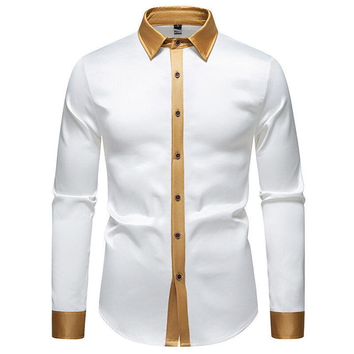 Herren Elegantes Langarmhemd mit Satin-Details Echoarchiv