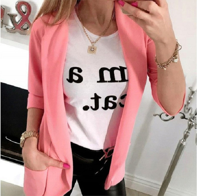 Damen Leichter Offener Cardigan-Blazer, dreiviertelärmelig mit Eingrifftaschen – Veloura