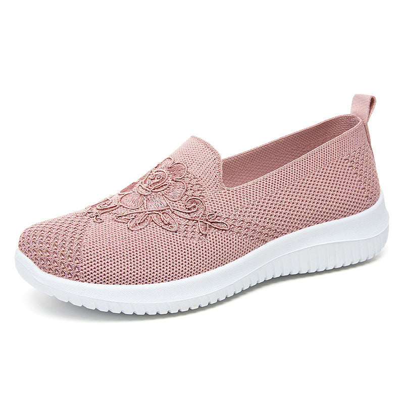 Damen nan eleganter Strick-Slipper mit floraler Stickapplikation, elastischem Einstieg und federleichter EVA-Laufsohle Echo Archiv