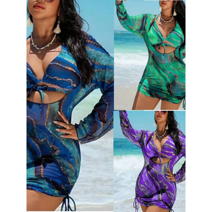 Damen Strandkleid mit transparenten Einsätzen und modischem Wickel-Design Echo Archiv