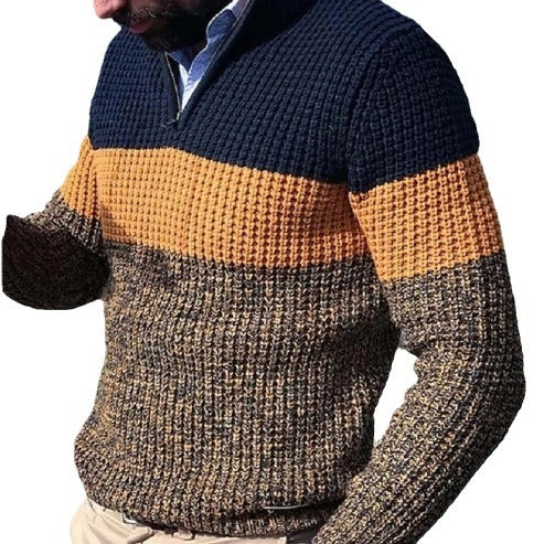Herren Strickpullover mit strukturierter Oberfläche und halben Reißverschluss Echoarchiv