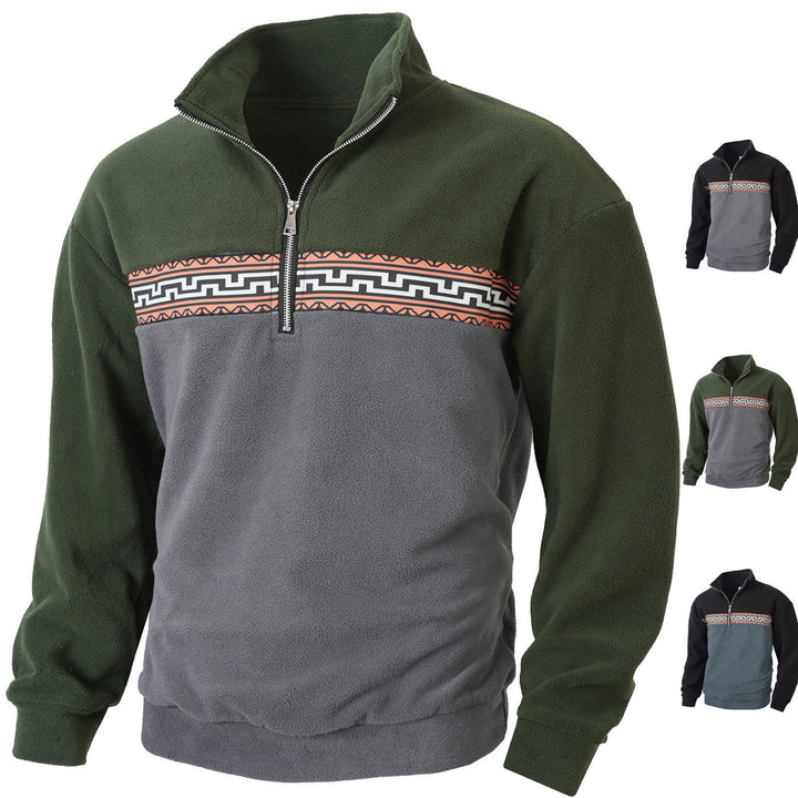 Herren Fleece-Pullover mit modernem Reißverschluss und kreativem Design Echoarchiv