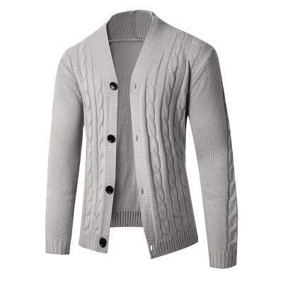 Herren Strickcardigan mit Schalkragen, Zopfmuster und Knopfleiste Echo Archiv