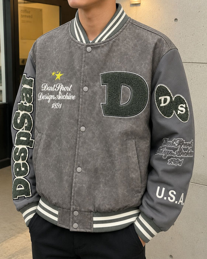 Herren Modische Bomberjacke mit gesticktem Design Echo Archiv