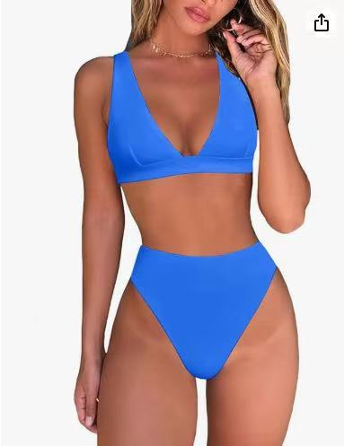 Damen Hochtailliertes Bikini Set mit V-Ausschnitt Echo Archiv