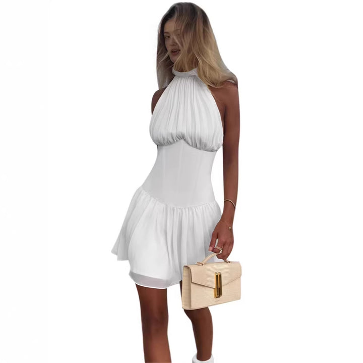 Damen schulterfreies Minikleid mit elegantem Halterneck und schwingendem Rock Echo Archiv
