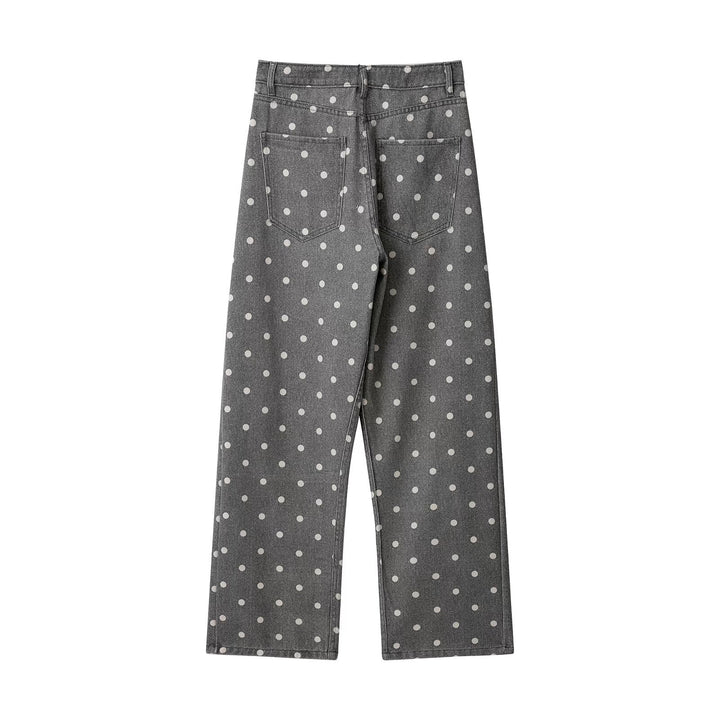 Damen Weite Highwaist Denimhose mit Polka‑Dot Print und Five‑Pocket-Design Echo Archiv