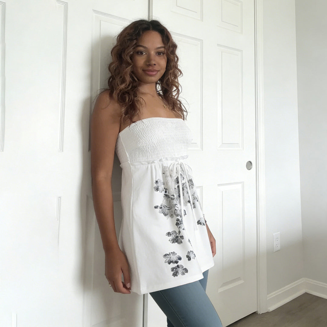 Damen Baumwollrock mit floralen Mustern und elastischem Bund Echo Archiv