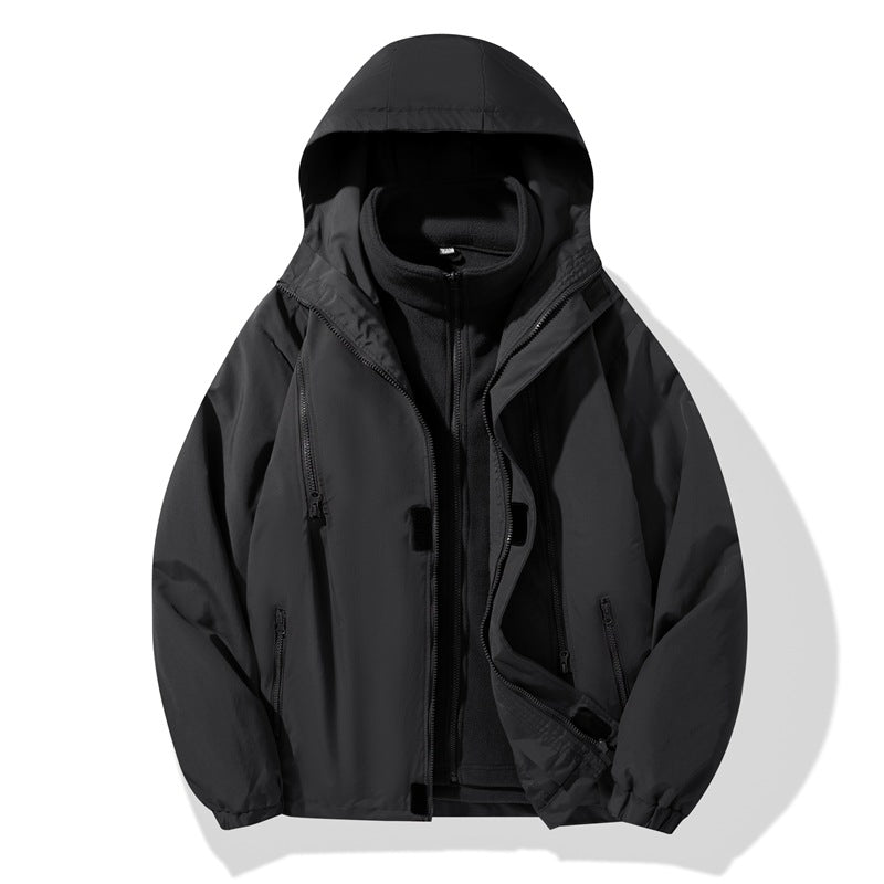 Herren Zweiteiler Regen- und Thermojacke mit abnehmbarer Fleece-Innenjacke und winddichter Membran – Taviero