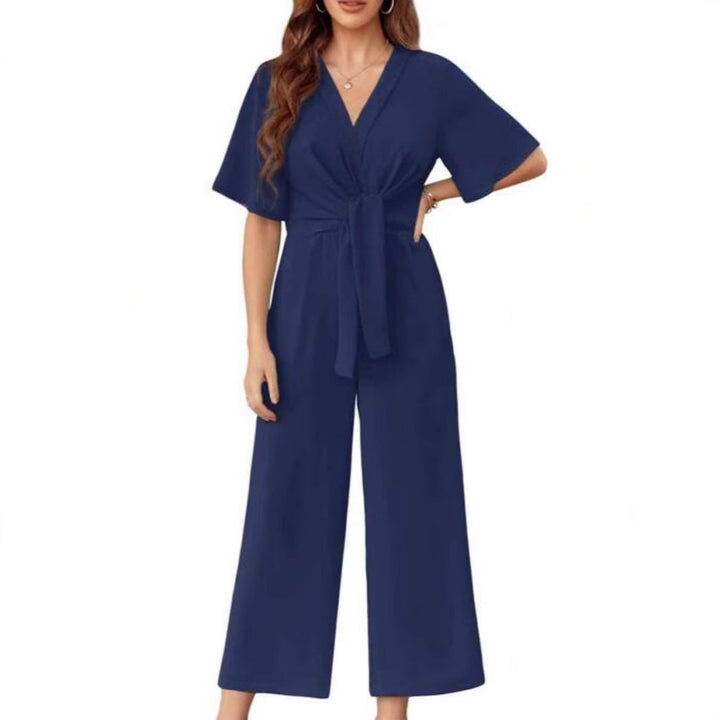 Damen Jumpsuit mit Taillenknoten und weitem Bein Echoarchiv