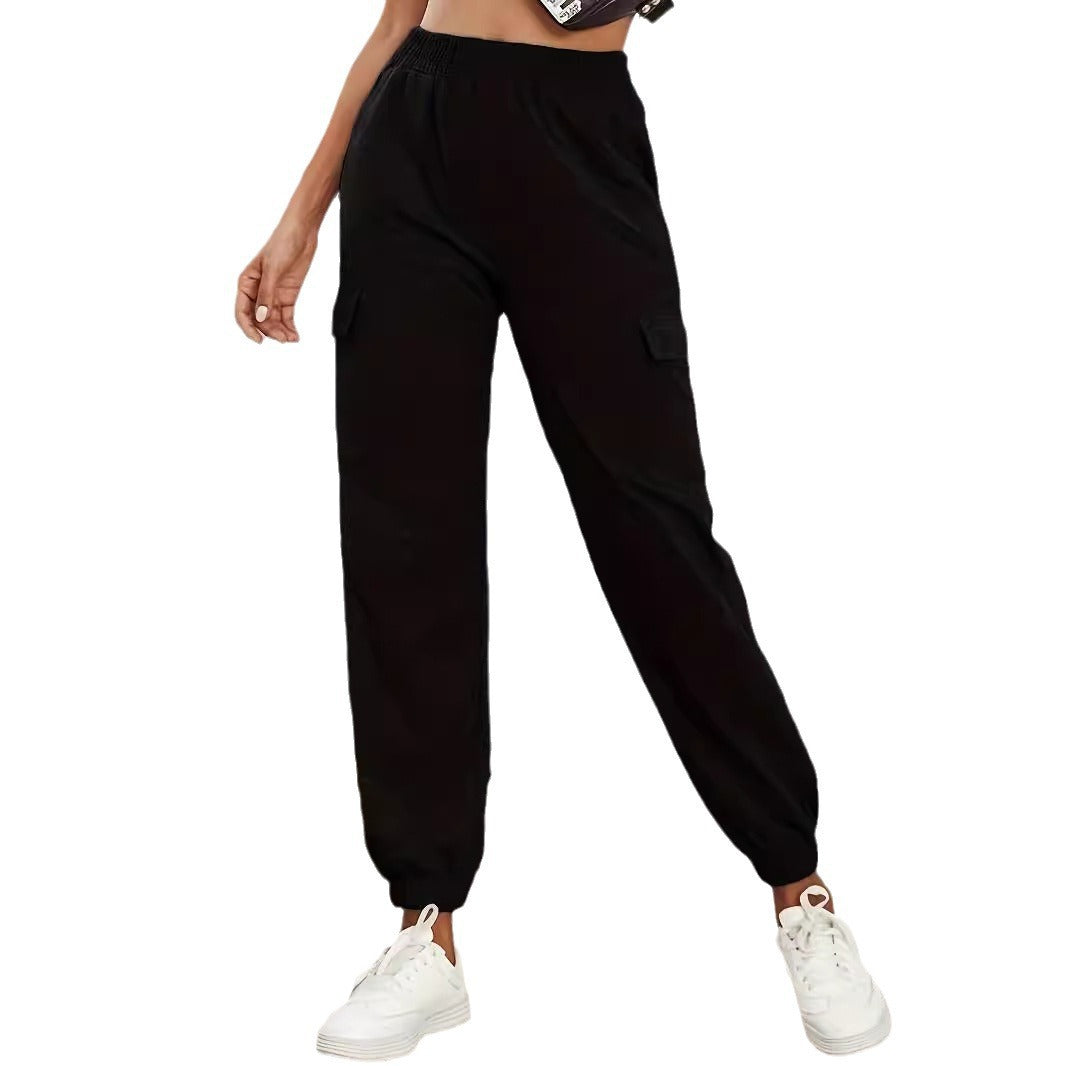 Damen Cargo-Jogginghose mit Gummibund, Seitentaschen und elastischen Bündchen Echoarchiv