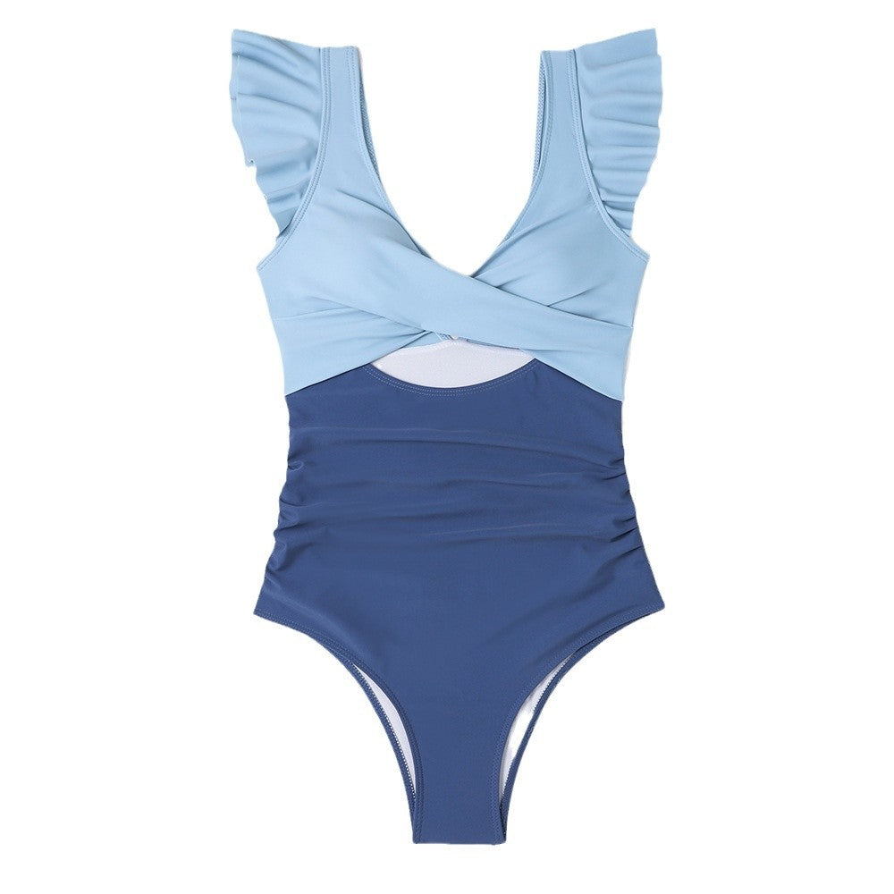 Damen Einteiliger Badeanzug mit voluminösen Rüschen und effektvollem Wickeldesign Echo Archiv