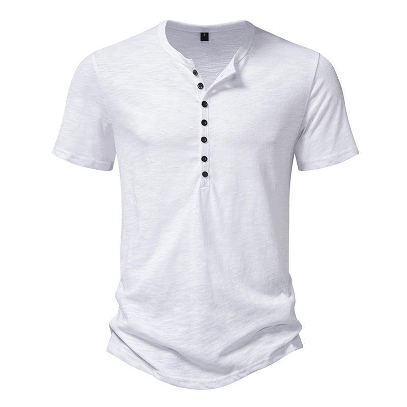 Herren Kurzarm Henley-Shirt mit dekorativer Knopfleiste Echoarchiv