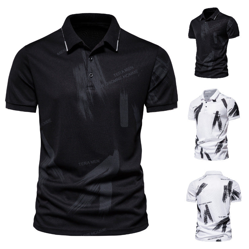 Herren Polo-Shirt mit modernem Grafikdesign und atmungsaktiver Baumwollmischung Echoarchiv