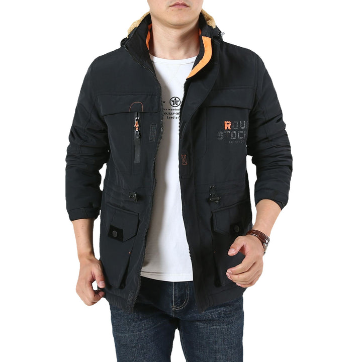 Herren Leichte Utility-Fieldjacke mit hohem Stehkragen, Mehrfachtaschen und Windschutz – Taviero