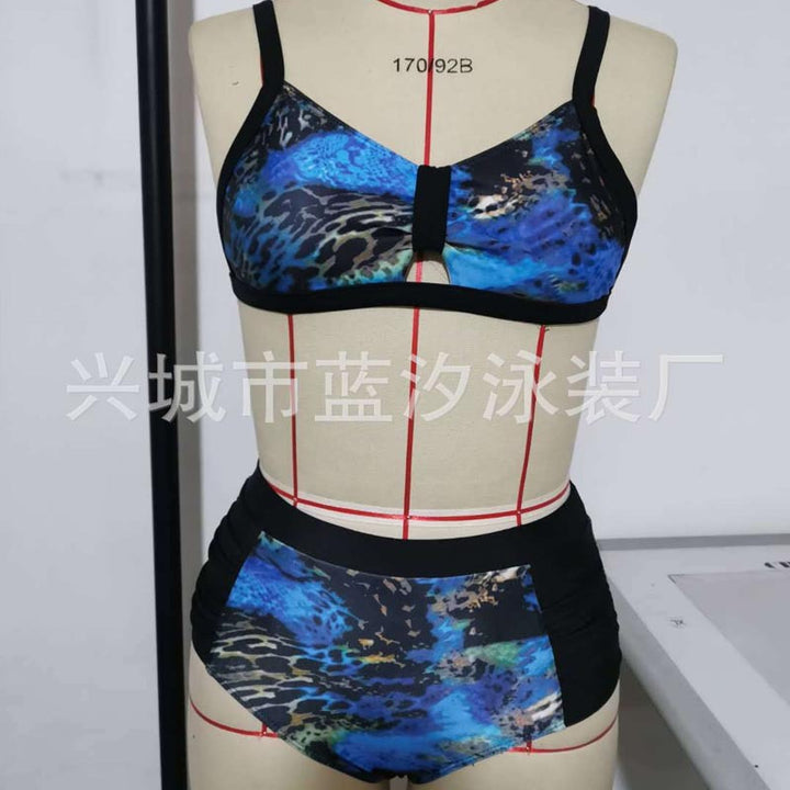Damen Hochtailliertes Bikini-Set mit gepolstertem Oberteil und modischem Punktdesign Echo Archiv