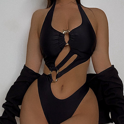 Damen Einteiliger Badeanzug mit elegantem Schnitt und trendy Aussparungen Echo Archiv