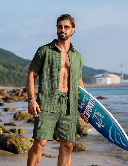 Herren lässiges Strandhemd und Shorts Set mit atmungsaktivem Material Echoarchiv