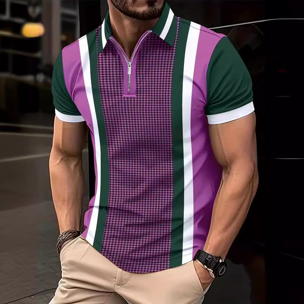 Herren Kurzarm Poloshirt mit modernem Karomuster und funktionsgerechtem Stehkragen Echoarchiv