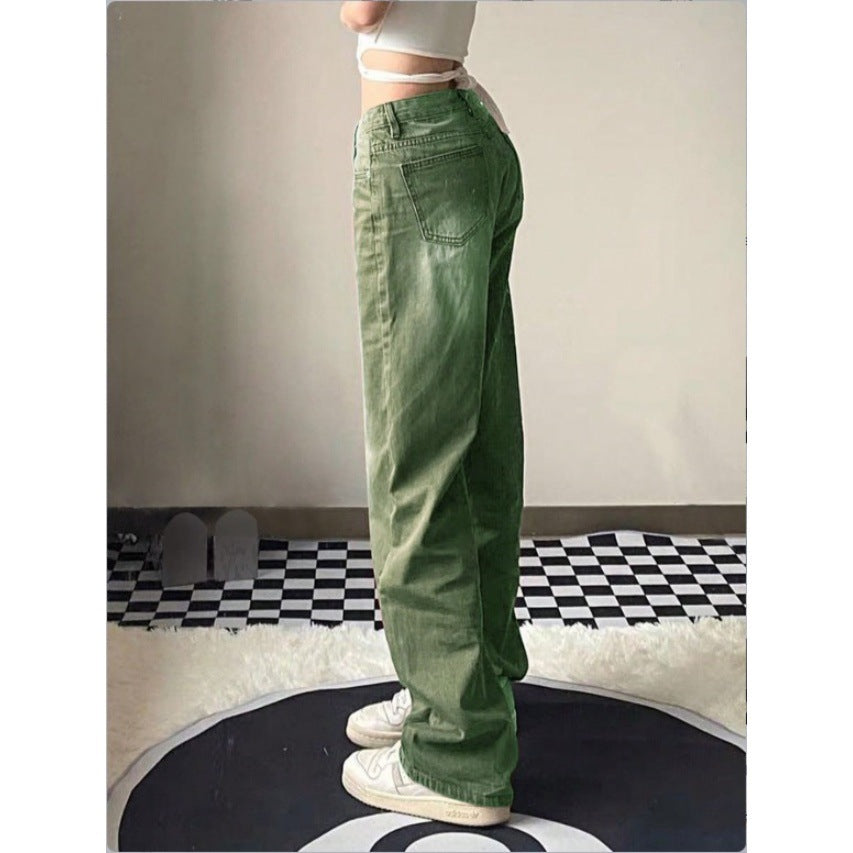 Damen High-Waist Relaxed-Straight-Denimhose mit weitem Bein Echo Archiv