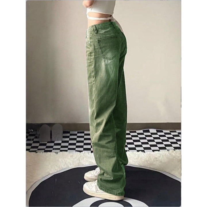 Damen High-Waist Relaxed-Straight-Denimhose mit weitem Bein Echo Archiv